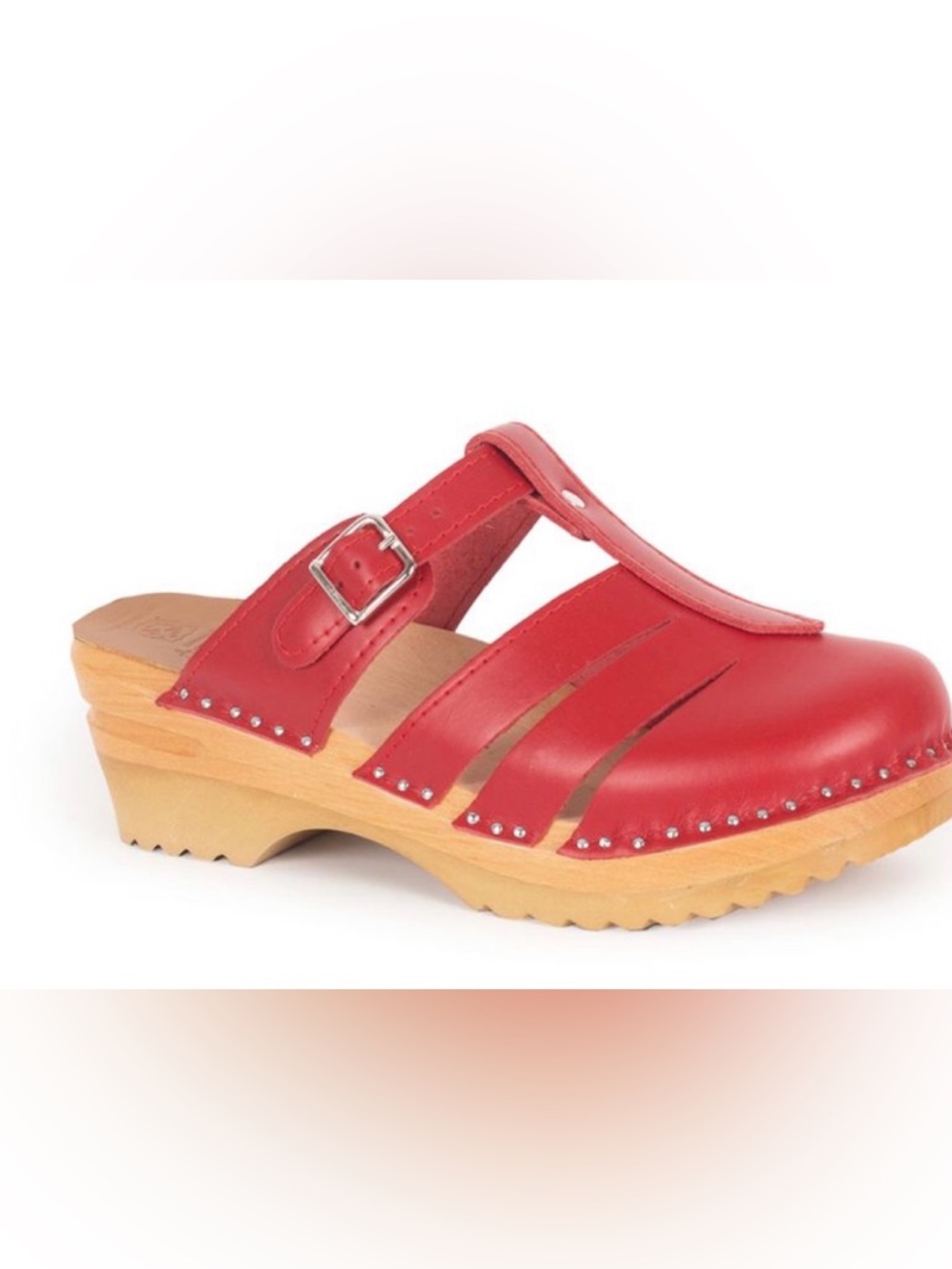LN - Troentorp Red Leather Mary Jane Clogs - Sz 40/US